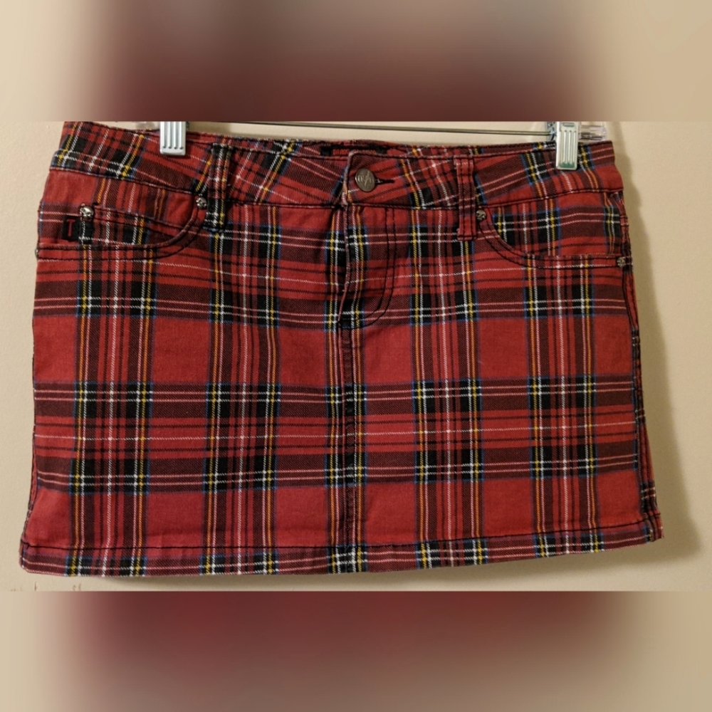 Vintage TRIPP NYC Red Plaid Miniskirt with Pockets